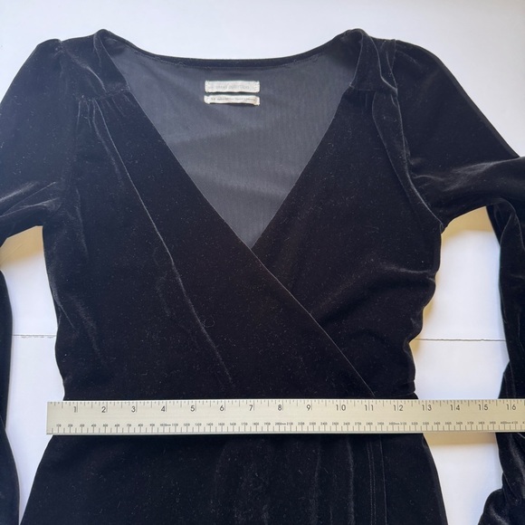Urban Outfitters Velvet Jumpsuit Romper UO Black Ballet Wrap Dress Velour Sz S - Picture 8 of 16